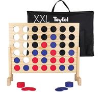 Toyfel Puissance 4 XXL Jeu de Societe Nature - Puissance 4 Geant en Bois certifié FSC® - Jeu Exterieur & Interieur - Jeu de stratégie pour Adultes & Enfants à partir de 4 Ans - Ace