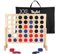 Toyfel Puissance 4 XXL Jeu de Societe Nature - Puissance 4 Geant en Bois certifié FSC® - Jeu Exterieur & Interieur - Jeu de stratégie pour Adultes & Enfants à partir de 4 Ans - Ace