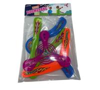 TOYFINITY Multi Boomerang Lot de 4 jouets colorés en plastique pour enfants et jardin familial, parc, plage et jeux de vacances, 25 x 14 x 2 cm