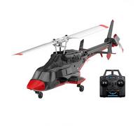 ToyGhillied A61 Hélicoptère télécommandé, hélicoptère à échelle Air Wolf 1/52 avec gyro 6 axes et flux optique, avion RC 4CH Flybarless avec démarrage à une clé, RTF pour débutants, rouge et noir