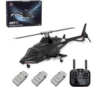 ToyGhillied Air-wolf Hélicoptère RC AW-911, échelle 1/34, 2,4 G, 9 CH Flybarless, mode cascade 6G/3D, 3 batteries, GPS