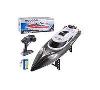 ToyGhillied Bateau RC 35 km/h - Bateau de course télécommandé à grande vitesse - 2,4 GHz - Avec lumière LED - Étanche - Avec moteur 540 et protection contre les chavirons - Portée de 200 m et alarme