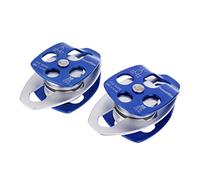 Toygogo 2 Pièces 32KN Grande Double Poulie Roulement À Billes & Plaque D'oscillation pour Accès Corde Roche Arbre Escalade Arboriste Spéléologi - Bleu, 15 x 8 x 5,5 cm