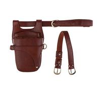 Toygogo Etui Sac en Cuir avec Ceinture pour Rangement des Outils de Coiffure Ciseaux Pochette Organiser Tools Barbiers Trousse Professionelle - Marron
