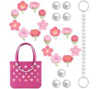 Toykee Accessoires de sacs à breloques en forme de fleur avec chaîne amovible pour femmes et filles - Décoration élégante et durable pour sacs crocs simplement modernes en caoutchouc, Acrylique, Pas