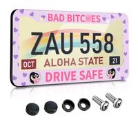 Toykee Cadre de Plaque d'immatriculation pour Femme, Motif Dessin animé pour Filles, Cadre en métal en Acier Inoxydable, Accessoires de Voiture, décoration de Plaque Avant et arrière