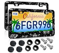 Toykee License Plate Frames 2 Pack for Women Men Car Plate Holder Cover Butterfly Insects Specimen Black Metal Tag Frame Stainless Steel Car Front Rear Plate Decor