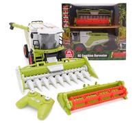 Toyland® 31 cm (12") Moissonneuse-batteuse télécommandée avec lumières, Son et Effet de fumée - 2 Accessoires de récolte Inclus - Jouets agricoles - Échelle 1:24