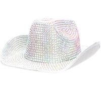 Toyland® 36 cm (14") Chapeau de cowboy de luxe argenté avec strass irisés - Accessoires pour festivals, concerts, déguisements et enterrements de vie de jeune fille - 3 couleurs disponibles