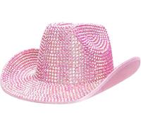 Toyland® 36 cm (14") Chapeau de cowboy de luxe rose avec strass irisés - Accessoires pour festivals, concerts, déguisements et enterrements de vie de jeune fille - 3 couleurs disponibles