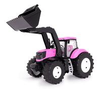 Toyland® 39 cm (15") Tracteur Rose avec Portes ouvrantes et Chargeur Frontal relevable - Échelle 1:16 - Véhicules agricoles Miniatures