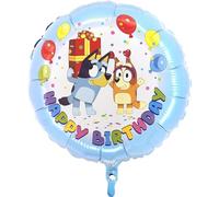 Toyland® 46 cm (18") Ballon rond en aluminium avec personnages Happy Birthday Bluey & Bingo - Décorations de fête pour enfants