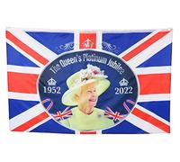 Toyland® 5ft X 3ft (150cm X 91cm) Queens Platinum Jubilee Union Jack Drapeau Avec Sa Majesté La Reine - Décorations Britanniques (BANNIÈRE)