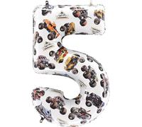 Toyland® 66cm (26”) Monster Jam™ Ballon en aluminium numéro 5 - Ballon d'anniversaire géant Monster Truck - Décoration de fête, gonflée à l'air ou à l'hélium, auto-scellante