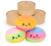 Toyland® Bao Dumpling Squishy Tie Dye avec Boîte Vapeur en Plastique - Jouet Anti-Stress pour Enfants - 3 Ans et Plus