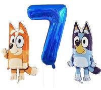 Toyland® Bluey & Bingo Foil Balloon Pack - 2 Ballons Personnages de 32" et 1 Ballon numéroté de 40" - Décorations de fête pour Enfants