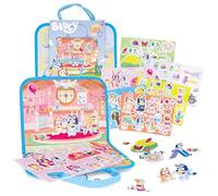 Toyland® Coffret d'activités Bluey en feutrine 96 pièces - Mallette de transport portable avec 2 décors - 95 personnages et accessoires - Jouets créatifs et sans dégâts - 18 mois et plus