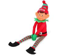 Toyland® Elves with Attitude 35cm (14") Peluche Elfe ‘Bon’ Rouge et Verte - Bonnet et Jambes tricotés - Visage effronté en Vinyle et des Mains Qui Peuvent Coller Ensemble