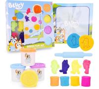 Toyland® Ensemble d'activités Bluey Dough 10 pièces - 4 pâtes, 1 Rouleau, 4 tampons et 1 écran de Jeu effaçable - Jouets d'art et d'artisanat