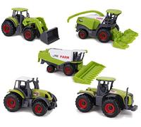 Toyland® Ensemble de 5 Jouets pour Machines agricoles en métal moulé Vert - Environ 4,5 cm chacun - Comprend des tracteurs, des moissonneuses-batteuses et Plus Encore!