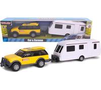Toyland Ensemble de Voiture et Caravane en à Tirer - échelle 1:32 (Jaune)