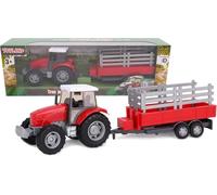 Toyland® - Ensemble Tracteur agricole et citerne/remorque de 22,5 cm - Action de Roue Libre - Jouets agricoles pour garçons (Remorque Rouge)