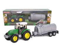 Toyland® - Ensemble Tracteur agricole et citerne/remorque de 22,5 cm - Action de Roue Libre - Jouets agricoles pour garçons (Tanker Vert)