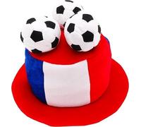 Toyland® France Chapeau Haut de Forme Fantaisie pour Fan de Football avec Footballs 3D - Parfait pour les Fêtes D'Euro/Coupe du Monde/Football et les Célébrations Françaises - 8 Pays Disponibles