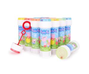 Toyland® Lot de 12 Bulles Peppa Pig avec Baguettes, Solution 60 ML et Couvercle Labyrinthe Fantaisie - Jouets pour Argent de Poche et Pochettes Surprises