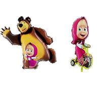Toyland® Lot de 2 ballons en aluminium en forme de Macha et d'ours - Décorations de fête pour enfants