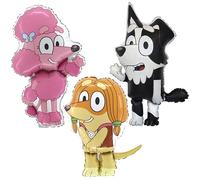 Toyland® Lot de 3 Ballons alu Bluey - 35" Mackenzie, 36" Coco & 31" Indy - Décorations de Fête pour Enfants