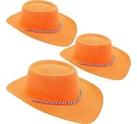 Toyland® Lot de 3 chapeaux de cowboy à paillettes orange de 34 cm (13") - Festivals, concerts, déguisements et accessoires pour enterrement de vie de jeune fille - 10 couleurs disponibles