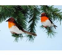 Toyland® Lot de 4 rouge-gorges pour sapin de Noël ou décoration de gâteaux