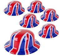 Toyland® Lot de 6 - Chapeaux melon Union Jack en plastique - Taille unique - Queens Platinum Jubilee Parties