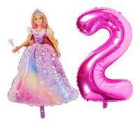 Toyland Lot de ballons Barbie en aluminium 1 ballon en forme de personnage de 106,7 cm et 1 ballon numrot de 101,6 cm Dcorations de fte p