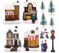 Toyland® - Mini décor de scène de Village et de Magasin de Noël avec lumières Del - Décorations de Noël (12 magasins)