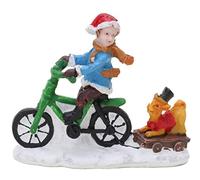 Toyland® Mini décoration de Noël en résine - Accessoires de scène de Village - Figurines de Noël (Enfant sur Un vélo)