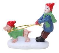 Toyland® Mini décoration de Noël en résine - Accessoires de scène de Village - Figurines de Noël (Marcheur de Chien Enfant)