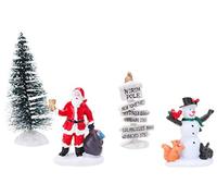Toyland® Mini décoration de Noël en résine - Accessoires de scène de village - Figurines de Noël (Santa, bonhomme de neige, arbre et pôle Nord 10 x 4 cm)