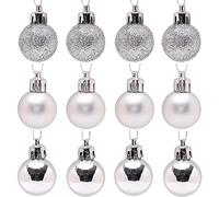 Toyland® Pack de 12 Mini Boules argentées de Luxe de 30 mm - Décorées Brillantes, Mates et pailletées - Décorations d'arbre de Noël - Accessoires de fête