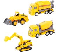 Toyland® Pack de 4 véhicules de Construction Miniatures - Bétonnière, arroseur, Pelle et Bulldozer - Jouets de Construction