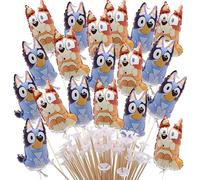 Toyland® Paquet de 20 - Bluey & Bingo Mini Ballons Personnages - Bâtonnets et Coupelles inclus - Décorations pour fêtes d'anniversaire