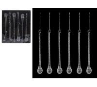 Toyland Paquet De 6-15cm De Gouttelettes De Glaçon en Verre Givré - Décorations en Verre D'arbres De Noël