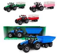 Toyland® - Tracteur de Ferme à Friction avec remorque - Jouets de Ferme pour garçons (Bleu)