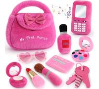 Toylink Accessoires de Sac à Main Petite Fille Mon Premier Coffret Beauté avec Maquillage pour Enfants Téléphone Lunettes de Soleil Clés Cartes de Crédit Cadeau pour Les Filles 2 3 4 5 Ans
