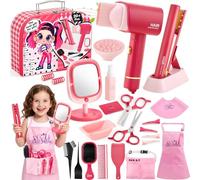 Toylink Coiffure et Maquillage Enfant Fille, Jouet avec Sèche-Cheveux, Lisseur, Miroir, Peigne, Ciseaux et Malette, Accessoires de Coiffure Beauté Cadeau pour Fille 3 4 5 6 7 8 Ans