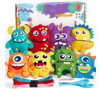 Toylink Kit Couture Enfant, Kit Créatif Bricolage Enfant avec 12 Diy Feutres & Aiguilles Couture en Plastique, Cadeau 5 6 7 8 9 10 Ans Fille Garçon (Monstres)