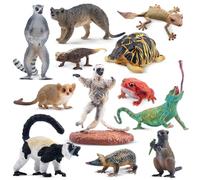 TOYMANY Lot de 12 figurines d'animaux de la forêt, jouets réalistes Madagascar, animaux en plastique, animaux de la jungle sauvage, figurines d'animaux de zoo, décoration de gâteau, cadeau