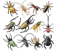 TOYMANY Lot de 12 figurines d'insectes réalistes, en plastique, pour fête sur le thème des insectes, jouets éducatifs, œufs de Pâques, Halloween, décoration de gâteau, cadeau d'anniversaire pour