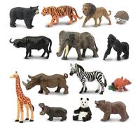 TOYMANY Lot de 14 mini figurines d'animaux de la jungle, figurines réalistes d'animaux du zoo de la jungle, fête, projet scolaire pour enfants et tout-petits